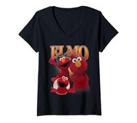 Womens Sesame Street Elmo Bootleg Style V-Neck T-Shirt