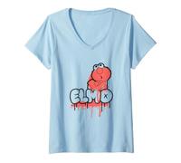 Women's Sesame Street Elmo Simple Spray Paint Graffiti Tag V-Neck T-Shirt