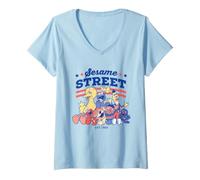 Women's Sesame Street Red, White and Blue Group V-Neck T-Shirt