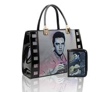 Women's Set 2IN1 3D Effect Elvis Patent Leather Shoulder Handbag + Small Purse Wallet