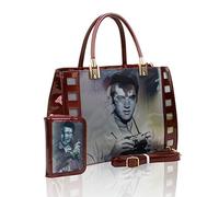 Women's Set 2IN1 3D Effect Elvis Patent Leather Shoulder Handbag + Small Purse Wallet