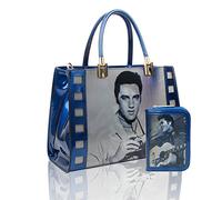 Women's Set 2IN1 3D Effect Elvis Patent Leather Shoulder Handbag + Small Purse Wallet