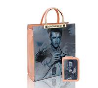 Women's Set 2IN1 3D Effect Elvis Shoulder Handbag + Small Purse Wallet (Rosecloude 2)