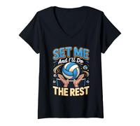 Women's Set Me and I'll Do the Rest Volleyball Player Setter V-Neck T-Shirt