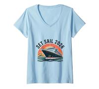 Women's Set Sail 2026 Family Vacation Cruise 2026 Trip V-Neck T-Shirt