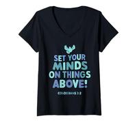 Womens Set Your Mind On Things Above Colossians 3 2 V-Neck T-Shirt