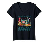 Women's Sewing My Stress Away V-Neck T-Shirt