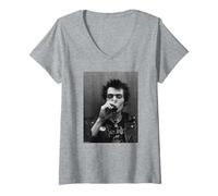 Womens Sex Pistols Bass Player Sid Vicious by Virginia Turbett V-Neck T-Shirt