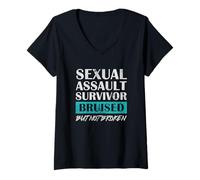 Womens Sexual Assault Survivor Bruised But Not Broken Grunge V-Neck T-Shirt