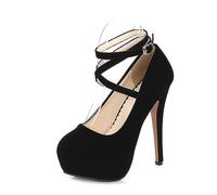 Women's Sexy Ankle Strap Platform Stiletto Pumps Party Dress High Heel (Color : Black, Size : 10 UK)