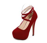 Women's Sexy Ankle Strap Platform Stiletto Pumps Party Dress High Heel (Color : Red, Size : 5.5 UK)