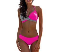 Women's Sexy Bikini Sets 2024, Swimming Costume Women Two Piece Swimsuits Front Cross Halterneck Bathing Suits Color Block Print Push up Bikinis Padded Swimwear