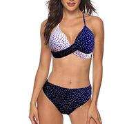 Women's Sexy Bikini Sets 2024, Swimming Costume Women Two Piece Swimsuits Front Cross Halterneck Bathing Suits Color Block Print Push up Bikinis Padded Swimwear