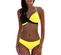 Women's Sexy Bikini Sets 2024, Swimming Costume Women Two Piece Swimsuits Front Cross Halterneck Bathing Suits Color Block Print Push up Bikinis Padded Swimwear