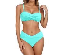 Women's Sexy Bikini Sets Halterneck Strapless Bandeau Twist Push Up Front Cross Tie Dye Bikini Set 13 Piece Swimsuit Summer Sexy Bikini Sets Beach Push Up Bathing Suit Swimwear Beachwear Sky Blue