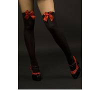 Womens Sexy Black Adult Fancy Dress Burlesque Cosplay Stockings with Red Bows