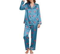 Women's Sexy Chic Pyjamas, Soft and Elegant Pyjamas with Valentine's Day Print, Comfortable Sleepwear for Cosy Nights