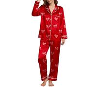 Women's Sexy Chic Pyjamas, Soft and Elegant Pyjamas with Valentine's Day Print, Comfortable Sleepwear for Cosy Nights