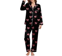 Women's Sexy Chic Pyjamas, Soft and Elegant Pyjamas with Valentine's Day Print, Comfortable Sleepwear for Cosy Nights