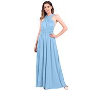 Womens Sexy Convertible Multi Way Wrap Floor Length Dress Transformer Infinity Plain Color Off Shoulder Wedding Bridesmaid Evening Cocktail Long Maxi Dress Bandage Pageant Ball Prom Gown Light Blue S