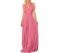 Womens Sexy Convertible Multi Way Wrap Transformer Solid Cocktail Off Shoulder Wedding Bridesmaid Evening Long Maxi Dress Floor Length Bandage Pageant Prom Ball Gowns Dusty Pink M