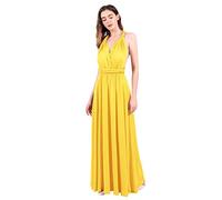 Womens Sexy Convertible Multi Way Wrap Transformer Solid Cocktail Off Shoulder Wedding Bridesmaid Evening Long Maxi Dress Floor Length Bandage Pageant Prom Ball Gowns Yellow L
