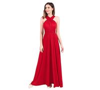 Womens Sexy Convertible Multi Way Wrap Transformer Solid Cocktail Off Shoulder Wedding Bridesmaid Evening Long Maxi Dress Floor Length Bandage Pageant Prom Ball Gowns Red L