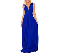 Womens Sexy Convertible Multi Way Wrap Transformer Solid Cocktail Off Shoulder Wedding Bridesmaid Evening Long Maxi Dress Floor Length Bandage Pageant Prom Ball Gowns Royal Blue XL