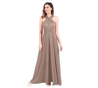 Womens Sexy Convertible Multi Way Wrap Transformer Solid Cocktail Off Shoulder Wedding Bridesmaid Evening Long Maxi Dress Floor Length Bandage Pageant Prom Ball Gowns Light Brown XS