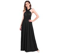 Womens Sexy Convertible Multi Way Wrap Transformer Solid Cocktail Off Shoulder Wedding Bridesmaid Evening Long Maxi Dress Floor Length Bandage Pageant Prom Ball Gowns Black L