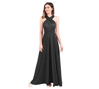 Womens Sexy Convertible Multi Way Wrap Transformer Solid Cocktail Off Shoulder Wedding Bridesmaid Evening Long Maxi Dress Floor Length Bandage Pageant Prom Ball Gowns Dark Grey L
