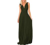 Womens Sexy Convertible Multi Way Wrap Transformer Solid Cocktail Off Shoulder Wedding Bridesmaid Evening Long Maxi Dress Floor Length Bandage Pageant Prom Ball Gowns Green L