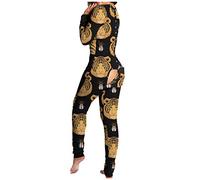 Women's Sexy Drop Seat Pajamas Jumpsuit Butt Button Back Flap Pajamas Long Sleeve One Piece Bodysuit Rompers Pyjamas Functional Jumpsuit Romper V Neck Onesies Casual Print Pajamas Sleepwear Sale Cheap