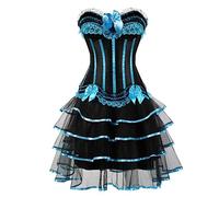 Women's Sexy Gothic Lace up Boned Vintage Corset and Bustiers Dress with Skirt Plus Size Burlesque Moulin Rouge Lolita Fancy Dress Costume Outfit Corset Dress Sale Clearance