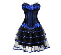 Women's Sexy Gothic Lace up Boned Vintage Corset and Bustiers Dress with Skirt Plus Size Burlesque Moulin Rouge Lolita Fancy Dress Costume Outfit Corset Dress Sale Clearance