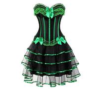 Women's Sexy Gothic Lace up Boned Vintage Corset and Bustiers Dress with Skirt Plus Size Burlesque Moulin Rouge Lolita Fancy Dress Costume Outfit Corset Dress Sale Clearance
