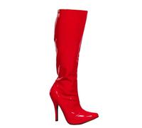 Womens Sexy Knee High Stiletto Heel Boots 5 Inches High Heel Kinky Fetish Pointed Toe Full Side Zip Party Boot Size UK 4-12 (Red Patent, numeric_7)