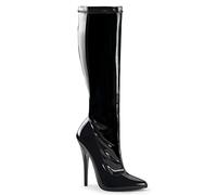 Womens Sexy Knee High Stiletto Heel Boots 5 Inches High Heel Kinky Fetish Pointed Toe Full Side Zip Party Boot Size UK 4-12 (Black Patent, numeric_8)