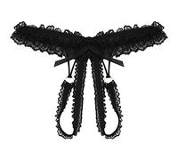 Women's Sexy Lace Briefs Panties Underpants Low Underwear Crotch Waist Open Women's Panties Black Cotton Thongs plus Size