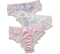 Women's Sexy Lace knickers With Bow Semi-sheer Silky soft feel front panties AVAILABLE IN PINK, LILAC OR WHITE. SMALL-XL. (UK, Alpha, XL, Regular, Regular, WHITE)