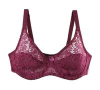 Women's Sexy Lace Without Underwire Push Up Classic Bra Comfortable Adjustable Straps Women Seamless Bra Balconette Bustier Stylish Lingerie Breathable Bra for Summer, Wine Red, 38DD