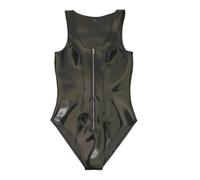 Women's Sexy Latex Spandex Casual Zipper Sleeveless Bodysuit