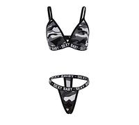 Womens Sexy Lingerie Set 2020 New Babydoll Ladies V-Neck Underwear Bra Thong Set Fashion Sleepwear Chemise Sleepwear Night Camouflage Printed Top +G-String Temptation Nightwear Set