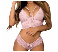 Women's Sexy Lingerie Sets UK Sale Clearance Ladies 2 PCS Erotic Underwear Mesh See Through Suits Babydoll Bras Floral Lace Bra with Thong High Waisted Nightwear Valentines Honeymoon Outfits Plus Size