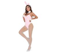Womens Sexy Lingerie Sets Women's Bunny Girl Suit Anime Halloween Costume Cosplay Bodysuit Bunny Headband Stockings Set(L)