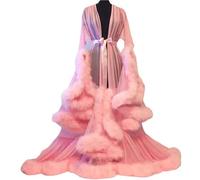 Women's Sexy Lingerie Tulle Robe Comfortable Nightgown Bathrobe Flared Sleeves Nightwear Feather Robe Party Nightwear Feather Robe Kimono Sexy Illusion Christmas Lingerie,C,one size