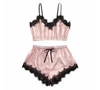 Womens Sexy Lingerie UK Women's Sexy Underwear Suspender Lace Suspender Three-point Breast Wrap Lace Underwear Suit Pajama Suit Nighties Nightwear Sleepwear Chemises Pyjamas