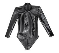 Women's Sexy Mirrored Latex Ammonium Casual Sports Long-Sleeved Tight-Fitting Bodysuit DS Nightclub Stage Costume