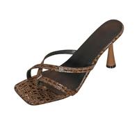 Women's Sexy Mules Shoes - Mules Women's with Heel Stiletto Casual Heel Shoes Vintage Pumps Comfortable Sandals Casual Summer Shoes Open Toe High Heels Lightweight Toe Separator, brown, 6 UK