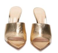 Women's Sexy Pointed Toe Stiletto Sandals, Comfortable Slingback Slip-On Mule Sandals, Peep Open Toe High Heels Summer Party Dress Wedding Walking Mules Shoes,Gold,2 UK